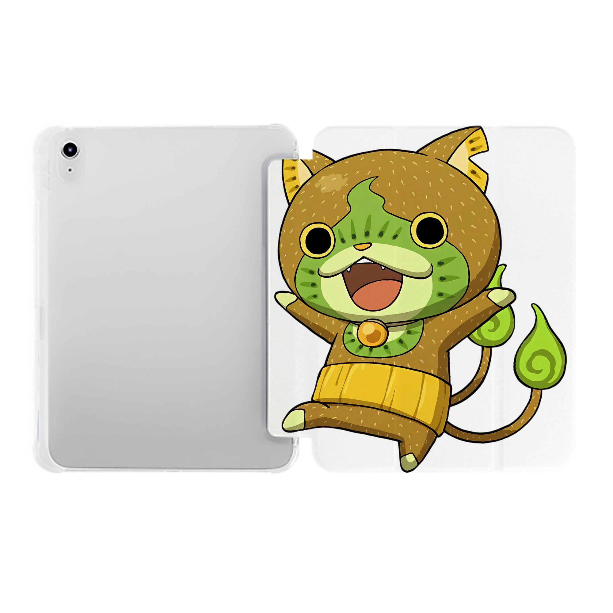 （画像用） 妖怪ウォッチ Yo-kai Watch IPad ケース ペン収納付き 三つ折りスタンド PUレザー×シリコン 対応機種9.5/10.5/10.9インチ